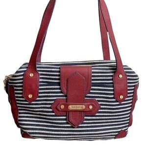 Eric javits striped red white black or blue satchel bag